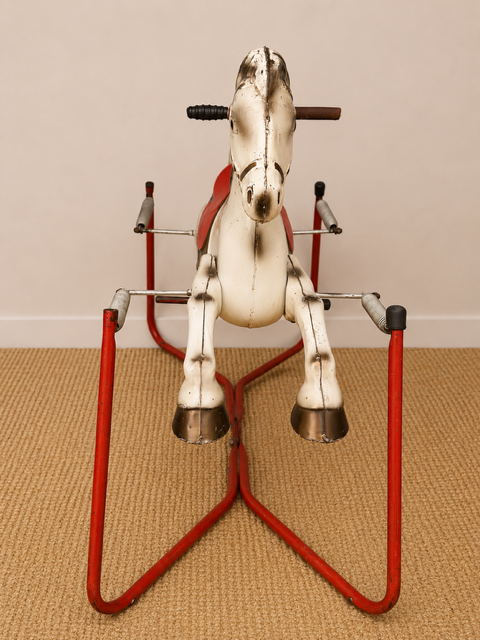 Vintage Metal Children's Rocking Horse | Mid Century Modern Nursery Toy