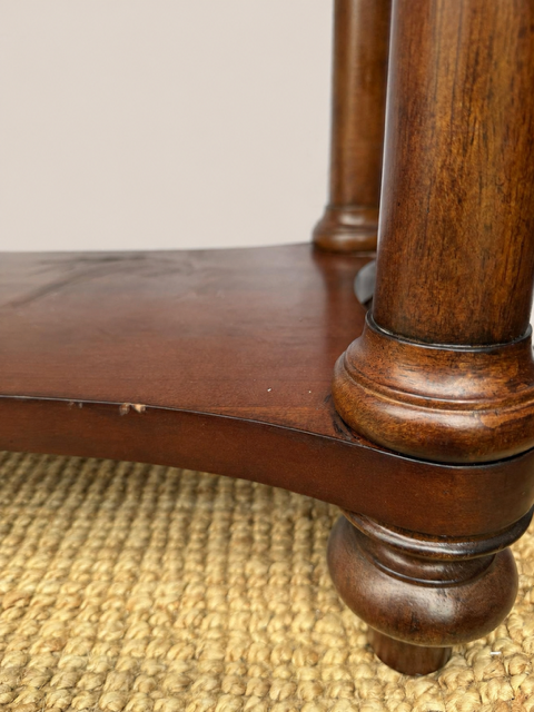 Dark Wood Console Table with Glass Top