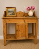 Antique Pine Washstand with Cupboard, Open Shelf & Towel Rail