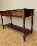 Vintage Mahogany Two Drawer Console Table With Lower Shelf