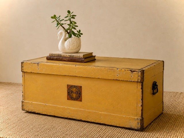 Vintage P&O Steamer Trunk | Original Metal Liner | Coffee Table | Storage Chest