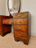 Art Deco Walnut Dressing Table with Oval Mirror