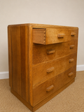 Vintage Large Mid Century Golden Oak Chest Of Drawers | Dovetail Joints