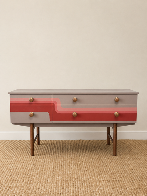 Mid Century Side Board, Chest Of Drawers, Upcycled, Painted Furniture, Media Console