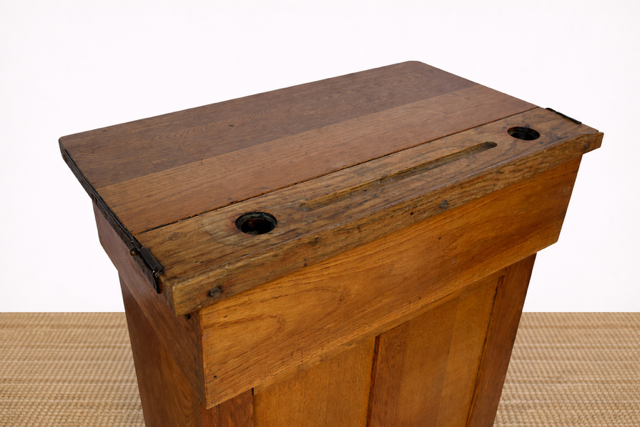 Antique Oak Lectern With Lift Up Lid And Cupboard, School Cabinet, Speakers Stand, Library Writing Table, Restaurant, Vintage Reception Counter, Wooden Desk With Storage, Hall Console