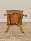 Vintage Tiger Bamboo Side Table With Woven Top
