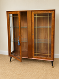 Vintage Mid Century Glazed Display | Drinks Cabinet With Gold Detailing