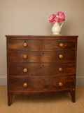Antique Bow Front Mahogany Chest Of Drawers