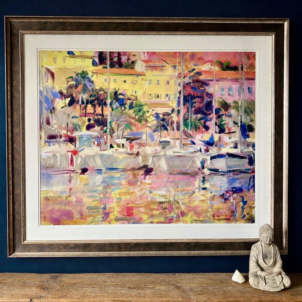 Large Framed Harbour Scene | Oversized Coastal Wall Art | Professionally Framed