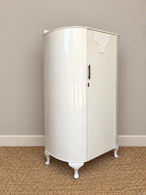 Vintage Art Deco Cream Storage Cabinet