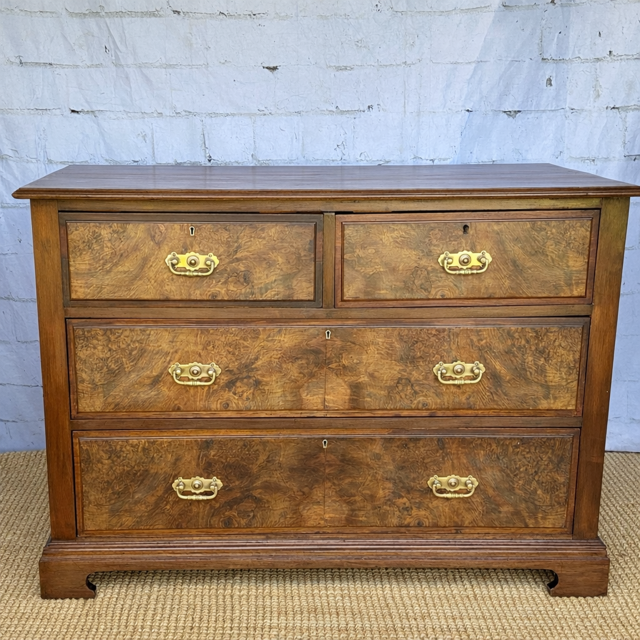 Antique Georgian Burr Walnut Chest Of Drawers | Walnut Chest | English Country Furniture