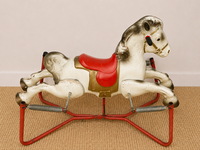 Vintage Metal Children's Rocking Horse | Mid Century Modern Nursery Toy