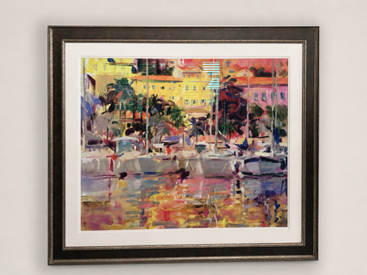 Large Framed Harbour Scene | Oversized Coastal Wall Art | Professionally Framed