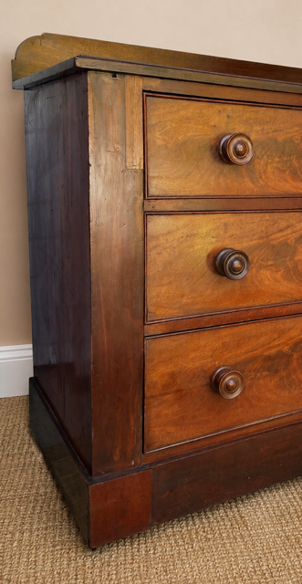 Early Victorian Flame Mahogany Chest of Drawers | Antique Mahogany Chest | English Country Furniture