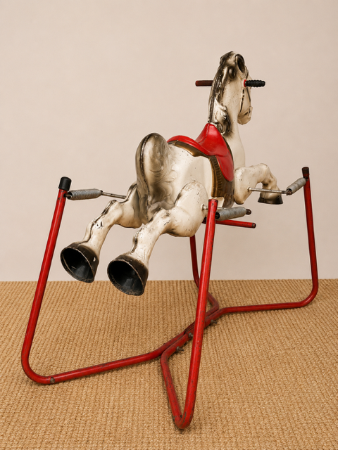 Vintage Metal Children's Rocking Horse | Mid Century Modern Nursery Toy