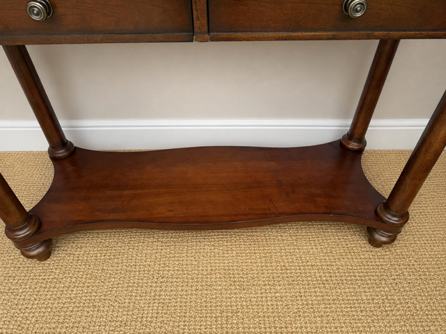 Dark Wood Console Table with Glass Top