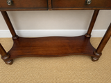 Dark Wood Console Table with Glass Top
