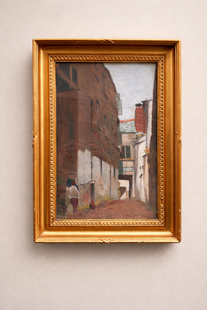 Vintage Street Scene Oil Painting, Original Framed Cityscape Art, Impressionist Urban Landscape, Gallery Wall Art