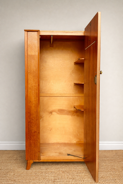Small Mid Century Lebus Gentleman's Wardrobe, Bedroom Furniture, Children's Wardrobe, Mid Century Modern, Small Coat Closet, Hall Storage Cupboard, Retro, Scandi  Decor