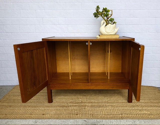 Mid Century Teak Record Cabinet / Small Sideboard / Bedside, Retro Furniture, Living Room, Hallway Storage, Danish Style Decor