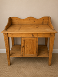 Antique Pine Washstand with Cupboard, Open Shelf & Towel Rail