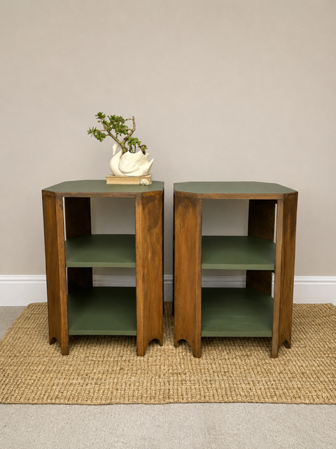 Pair Of Art Deco Oak Bedside Tables | End Sofa Tables