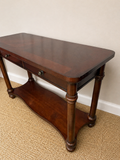 Dark Wood Console Table with Glass Top