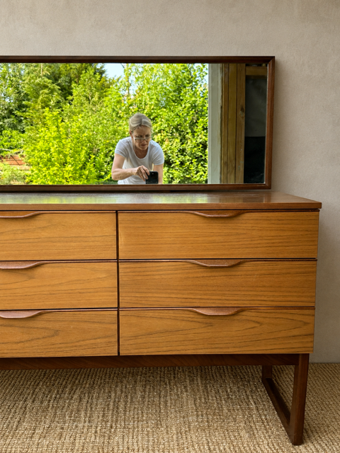 Vintage Europa Dressing Table With Mirror | Mid-Century Sideboard & Media Unit