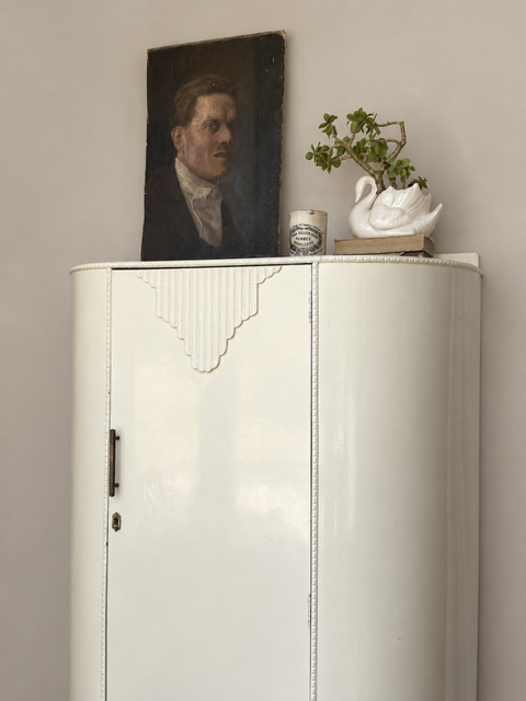 Vintage Art Deco Cream Storage Cabinet