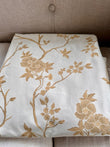 2 PAIRS Vintage Short Floral Curtains, Cottage Style, Pretty Cream & Gold, Embroidered Style, Chintz, Bump Lined, Pre Owned, Handmade, English Country Home Decor