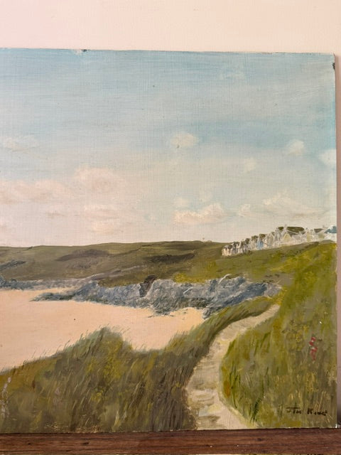 Vintage Large Original Coastal Oil Painting On Board | Seascape | Wall Art