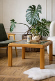 Vintage Faux Bamboo Coffee Table With Glass Top