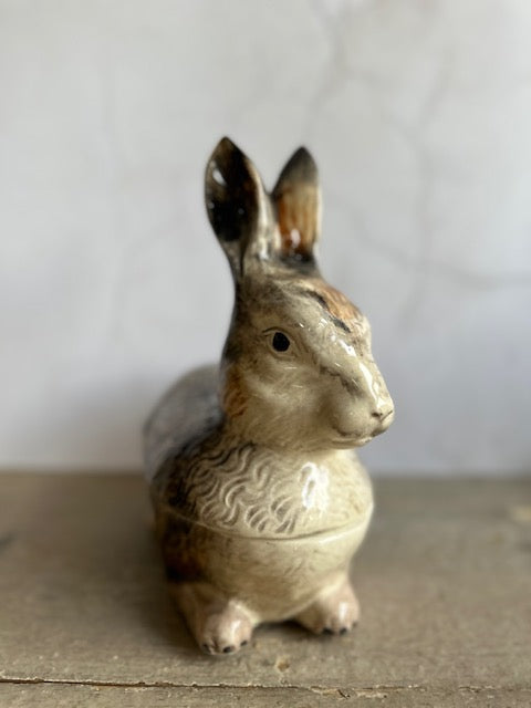 Michel Caugant Rabbit Vintage Michel Caugant Rabbit Terrine, French Ceramic Hare Tureen, Ear ...