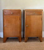 Pair Of Vintage Lebus Golden Oak Bedside Cabinets | Art Deco Bedside Cupboards | English Oak Bedside Storage