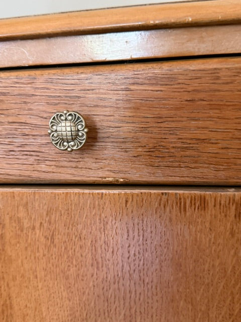 Pair Of Vintage Lebus Golden Oak Bedside Cabinets | Art Deco Bedside Cupboards | English Oak Bedside Storage