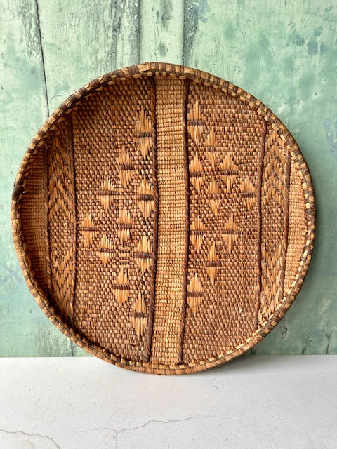 Vintage Traditional Hand Woven Decorative Basket, African Rattan Basket, Wall Hanging Decor, Coffee Table Decor, Woven Fruit Bowl, Boho Decor