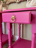 Vintage Bright Pink Pair Of Tall Nightstands, Bedside Tables, With Drawers, Wooden Painted, Bold Bright, Colourful Decor, Bedroom Furniture, Sofa End Tables, Maximalist Decor
