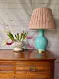 Large Vintage Turquoise Lamp Base, Crackle Glaze, Over Sized Table Lamp, Bedside Lamp, Console Lamp, Without Shade, Bright Colour Pop, Maximalist Decor