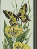 Pair Of Vintage Butterfly Embroideries, Cottagecore Botanical Textile Wall Art