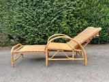 Vintage Bamboo Rattan Reclining Lounger, Mid Century Wicker Chair With Foot Stool, Reading Nook, Day Bed, 1960s, 1970s Boho Decor, Sustainable Living, Mid Century Modern Decor