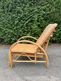 Vintage Bamboo Rattan Reclining Lounger, Mid Century Wicker Chair With Foot Stool, Reading Nook, Day Bed, 1960s, 1970s Boho Decor, Sustainable Living, Mid Century Modern Decor