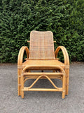 Vintage Bamboo Rattan Reclining Lounger, Mid Century Wicker Chair With Foot Stool, Reading Nook, Day Bed, 1960s, 1970s Boho Decor, Sustainable Living, Mid Century Modern Decor