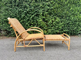 Vintage Bamboo Rattan Reclining Lounger, Mid Century Wicker Chair With Foot Stool, Reading Nook, Day Bed, 1960s, 1970s Boho Decor, Sustainable Living, Mid Century Modern Decor