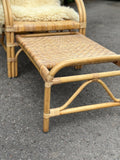 Vintage Bamboo Rattan Reclining Lounger, Mid Century Wicker Chair With Foot Stool, Reading Nook, Day Bed, 1960s, 1970s Boho Decor, Sustainable Living, Mid Century Modern Decor