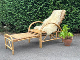 Vintage Bamboo Rattan Reclining Lounger, Mid Century Wicker Chair With Foot Stool, Reading Nook, Day Bed, 1960s, 1970s Boho Decor, Sustainable Living, Mid Century Modern Decor