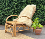 Vintage Bamboo Rattan Reclining Lounger, Mid Century Wicker Chair With Foot Stool, Reading Nook, Day Bed, 1960s, 1970s Boho Decor, Sustainable Living, Mid Century Modern Decor