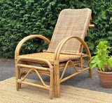 Vintage Bamboo Rattan Reclining Lounger, Mid Century Wicker Chair With Foot Stool, Reading Nook, Day Bed, 1960s, 1970s Boho Decor, Sustainable Living, Mid Century Modern Decor