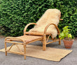 Vintage Bamboo Rattan Reclining Lounger, Mid Century Wicker Chair With Foot Stool, Reading Nook, Day Bed, 1960s, 1970s Boho Decor, Sustainable Living, Mid Century Modern Decor