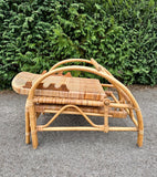 Vintage Bamboo Rattan Reclining Lounger, Mid Century Wicker Chair With Foot Stool, Reading Nook, Day Bed, 1960s, 1970s Boho Decor, Sustainable Living, Mid Century Modern Decor