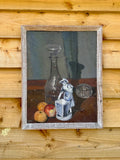 Vintage Kitchen Still Life Oil Painting, On Canvas, Fruit, Kitchen Art, Original,  Hanging Wall Art, Gallery Wall